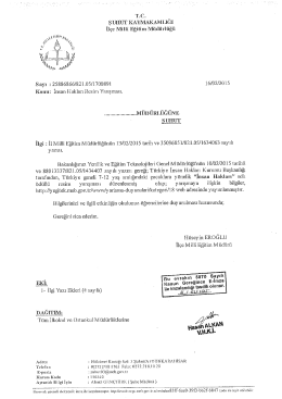 Müdürlüğümüzün konuyla ilgili yazısı için tıklayınız.