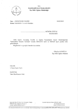 T.(:. MARMARİS KAYMAKAMLIĞI il&ccedil;e Miııi Eğitim M&uuml;d&uuml;rl&uuml;ğ&uuml;