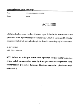 Tüm Okul Müdürlüklerine ACİL!!!!!!