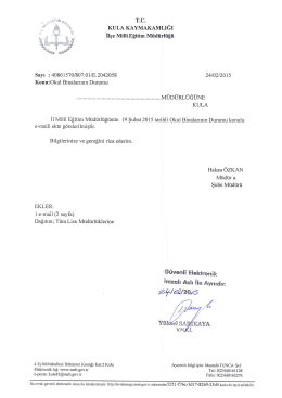 Okul Binalarının Durumu - Kula İlçe Milli Eğitim Müdürlüğü