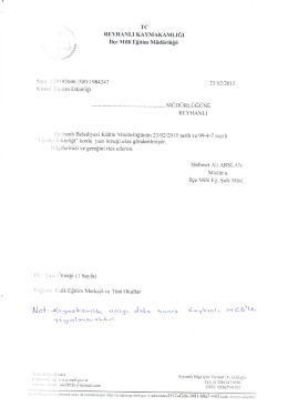 Tiyatro Etkinliği - reyhanlı ilçe millî eğitim müdürlüğü