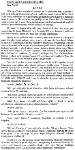 Yüksek Seçim Kurulunun 23/2/2015 Tarihli ve 235