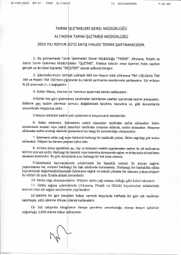 TEKNİK ŞARTNAME