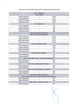 2015 YILI HAVALI-ATEŞLİ SİLAHLAR YURTDIŞI BARAJ PUANLARI