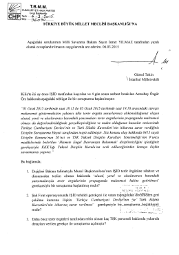 istanbul mv. gürsel tekin`in milli savunma bakanı`na yazılı