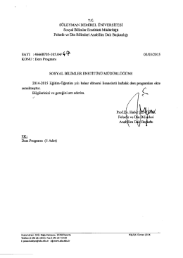 2014-2015 Eğitim Öğretim Yılı Bahar Yarıyılı Felsefe ve Din Bilimleri