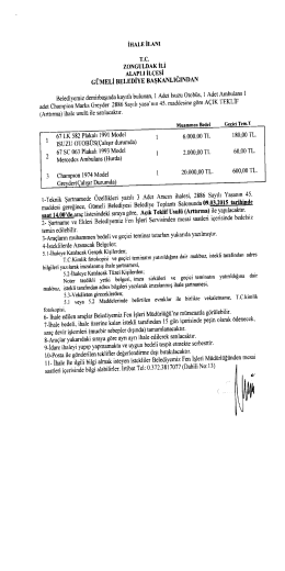 G&uuml;meli Belediye Başkanlığı İhale İlanı