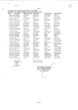 &ccedil;alışma &ccedil;izelgesi i&ccedil;in tıklayınız - &Ccedil;ukurova Dr. Aşkım T&uuml;fek&ccedil;i Devlet