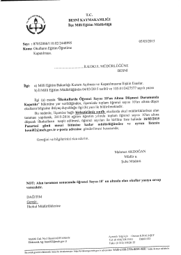 Okulların Eğitim Öğretime Kapatılması 06.03.2015 08:39