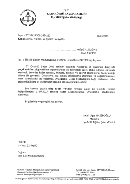 Tüm Lise Müdürlüklerine - Sosyal,Kütürel ve Sportif Faaliyetler