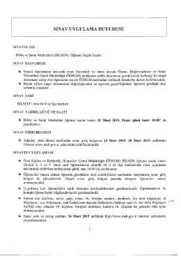 2014-2015 Bilim ve Sanat Merkezleri Sınav Uygulama Duyurusu