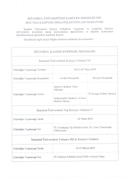 İSTANBUL &Uuml;NİVERSİTESİ 2015 YILI KARİYER ORGANİZASYONLARI