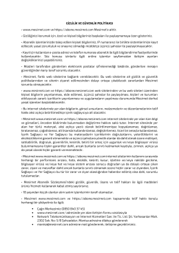 Gizlilik ve G&uuml;venlik