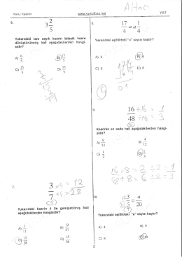 Kesirler Testinin Çözümü 2. sayfa