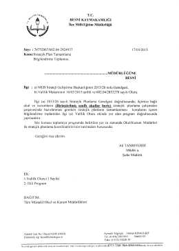 Stratejik Plan Tamamlama Bilgilendirme Toplantısı