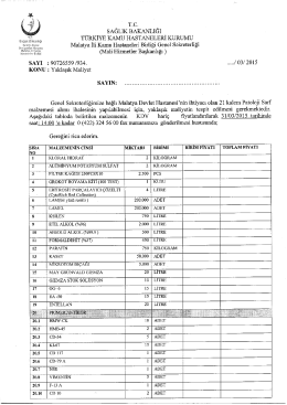 21 kalem Patoloji Sarf - Malatya İli Kamu Hastaneleri Birliği Genel