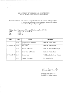 GEOE 002 Seminar on Geological Engineering