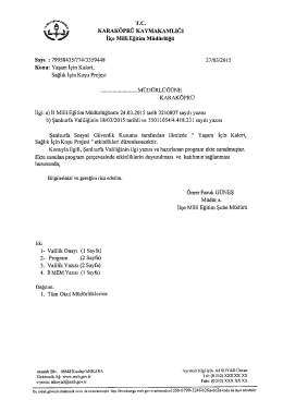 TÜM OKUL MÜDÜRLÜKLERİNE-Yaşam İçin Kalori,Sağlık İçin Koşu