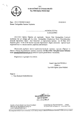Tüm İlkokul Müdürlüklerine - Darüşşafaka Tanıtım Toplantısı