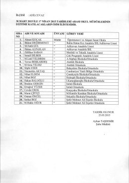 30 mart 2015 - 17 nisan 2015 tarihleri arasında eğitime