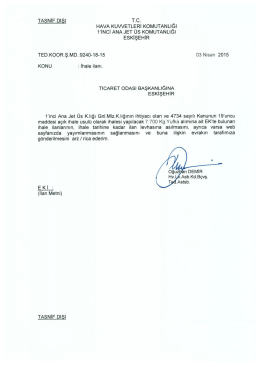 t.c. hava kuvvetleri komutanlığı 1`inci ana jet üs komutanlığı ihale