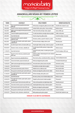 Yemek Listesi - AKD Kids Narlıdere