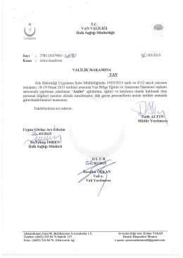ı VAN vALİLiĞi - Van Halk Sağlığı M&uuml;d&uuml;rl&uuml;ğ&uuml;