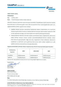 Transit Konteyner İndirim Skalası hakkında