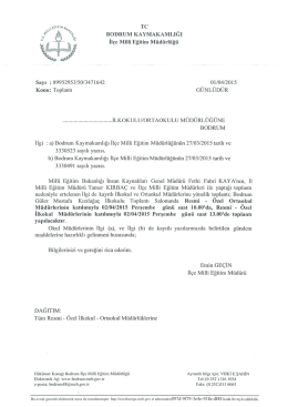 Tc BODRUM KAYMAKAMLıĞı İlçe Miııi Eğitim Müdürlüğü
