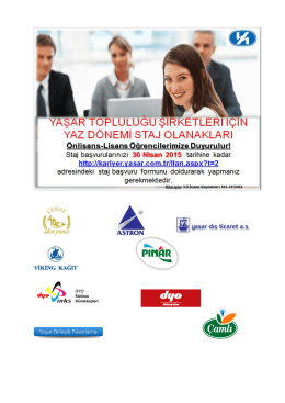 2015 Yaz D&ouml;nemi Yaşar Holding Kuruluşlarında Staj İmkanı