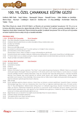 100. Yıl &Ouml;zel &Ccedil;anakkale Eğitim Gezisi