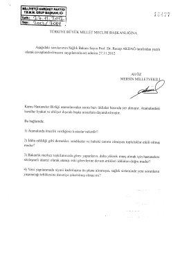 Yazılı Soru Önergesinin Metni - Türkiye Büyük Millet Meclisi