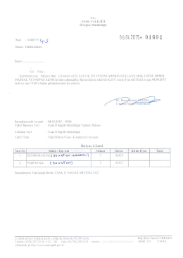06.04.2015* 01601 - Uşak İl Sağlık Müdürlüğü