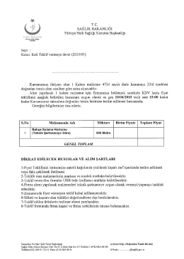 Konu: Kati Teklif verıneye davet (2015/93)