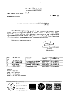 Rehber Öğretmen Görevlendirme - aşkale ilçe millî eğitim müdürlüğü
