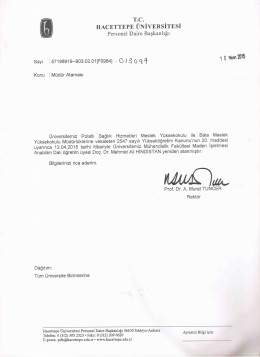 Müdür Ataması - Hacettepe Üniversitesi Personel Dairesi Başkanlığı
