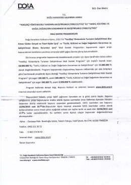 Doğu Karadeniz Kalkınma Ajansı Mali Destek Programları İlan Metni