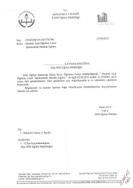 TC şANLlURFA vALıLlĞ`ı ll Millî Eğitim Müdürlüğü