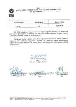 &icirc;&scaron;`i`i&icirc; - Dış İlişkiler Birimi - Adana Bilim ve Teknoloji &Uuml;niversitesi
