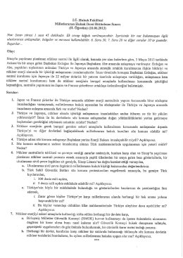 Not: Sınav süresi 1 saat 45 dakikadır. Ek cevap kâğıdı verilmeyecektı