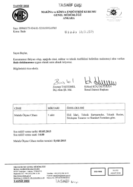 Teklif İsteme Mektubu - Makina ve Kimya End&uuml;strisi Kurumu