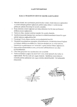 GAZİ &Uuml;NİVERSİTESİ KAL&Ccedil;A TRAKSİYON sisTızıvı TEKNİK