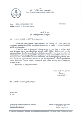 Genelge İle İlgili Açıklamalar - Özel Öğretim Kurumları Genel