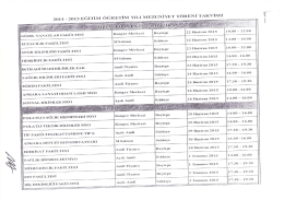 2014-2015 Eğitim &Ouml;ğretim yılı Mezuniyet T&ouml;reni Takvimi