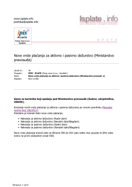 UPUTE Nove vrste plaćanja za aktivno i pasivno