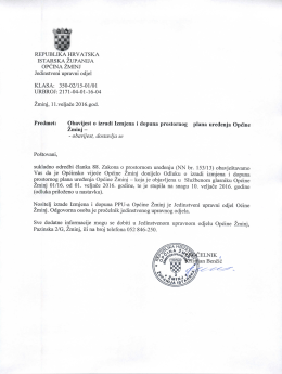 Obavijest Izmjene i dopune PPU Opcina Zminj