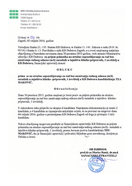Odluka - Klinička bolnica Dubrava
