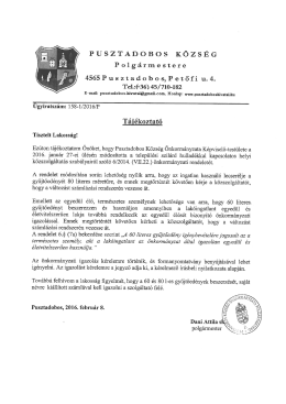 T &Aacute; J &Eacute; K O Z T A T &Oacute;