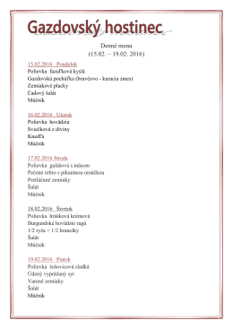 Denné menu (08.02. – 12.02. 2016)