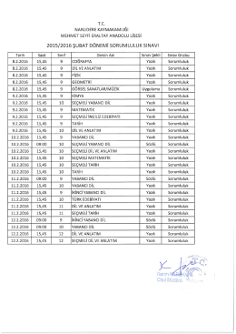 2015/2016 Şubat D&ouml;nemi Sorumluluk Sınavı Listesi i&ccedil;in tıklayınız